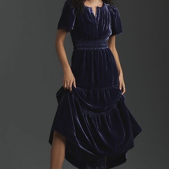 Anthropologie Dresses & Skirts - GORGEOUS Anthropologie The Somerset Maxi Dress: Velvet Edition Navy Blue M